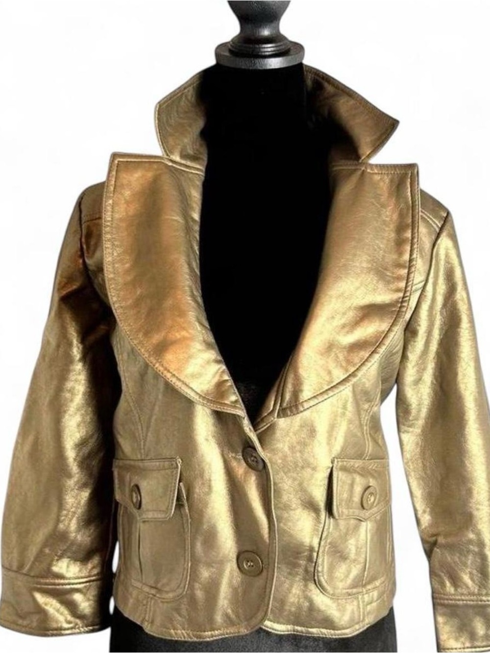 Ashley Shimmery Gold Wide-Collar Blazer